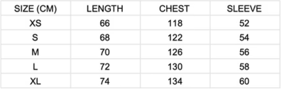 Size chart
